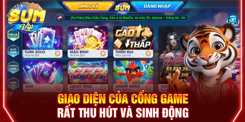 Giao diện của cổng game rất thu hút và sinh động